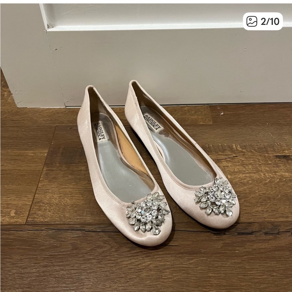 Badgley Mischka Blush Flats with Crystal Embellishment - Picture 2 of 9
